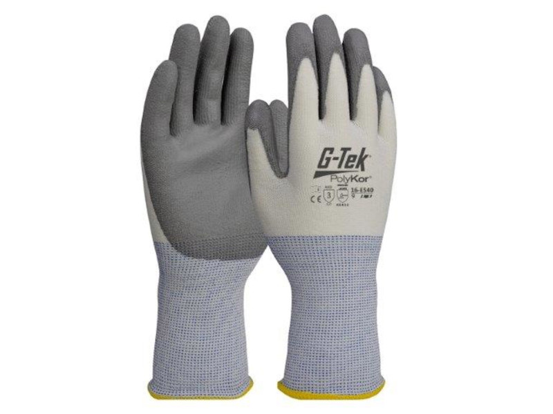 G-TEK PolyKor HPPE/spandex kötött, PU tenyérmártott munkavédelmi kesztyű