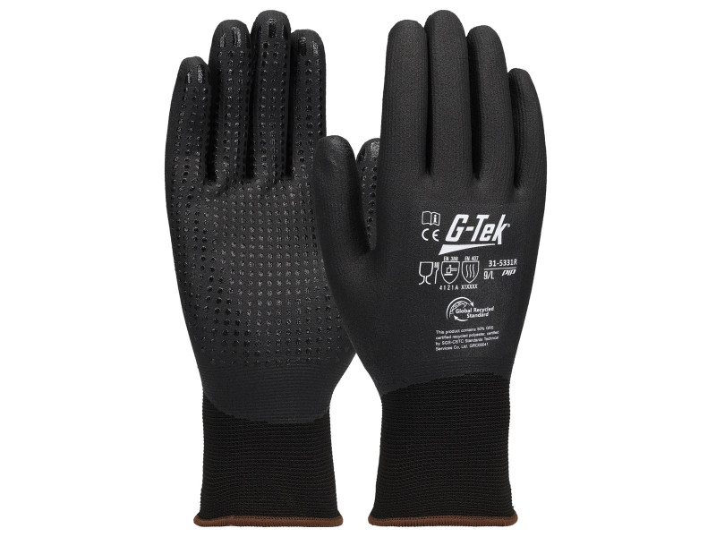 G-TEK 3RX 15G újrahasznosított poliészter/spandex, nitril teljesmártott munkavédelmi kesztyű