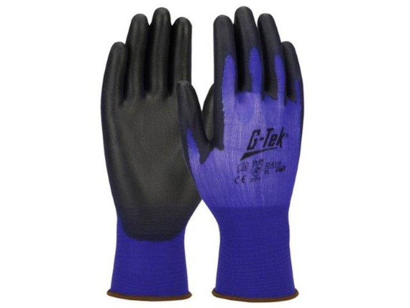 G-TEK nylon, PU tenyérmártott munkavédelmi kesztyű