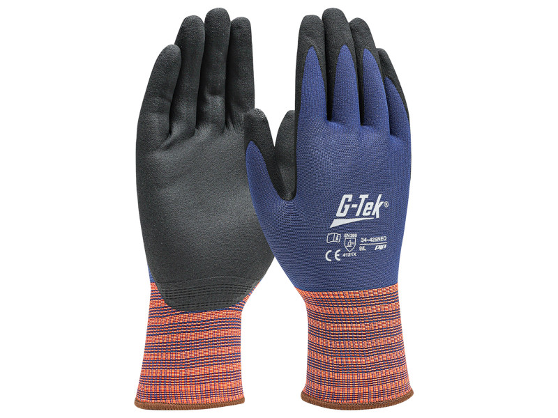 G-TEK kötött, poliészter/spandex, nitril tenyérmártott munkavédelmi kesztyű