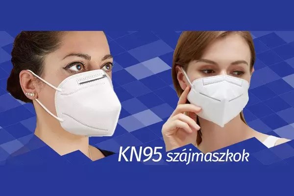 KN95 minősítésű 95%-os szűrőképességű szájmaszkok